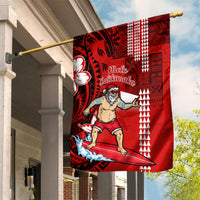 Personalised Hawaii Christmas Garden Flag Mele Kalikimaka Surfing Santa Claus LT14 House Flag Red - Polynesian Pride