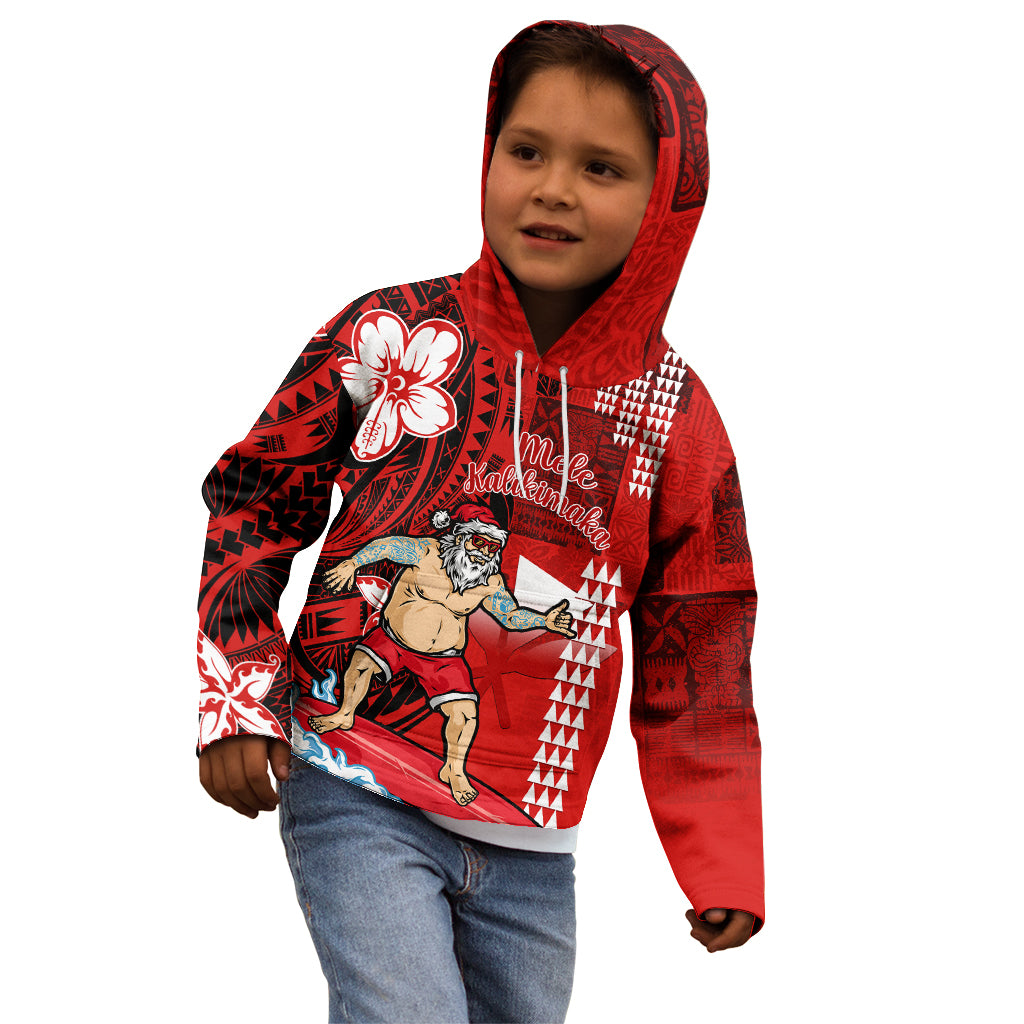 Personalised Hawaii Christmas Kid Hoodie Mele Kalikimaka Surfing Santa Claus LT14 - Polynesian Pride