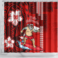Personalised Hawaii Christmas Shower Curtain Mele Kalikimaka Surfing Santa Claus LT14 - Polynesian Pride