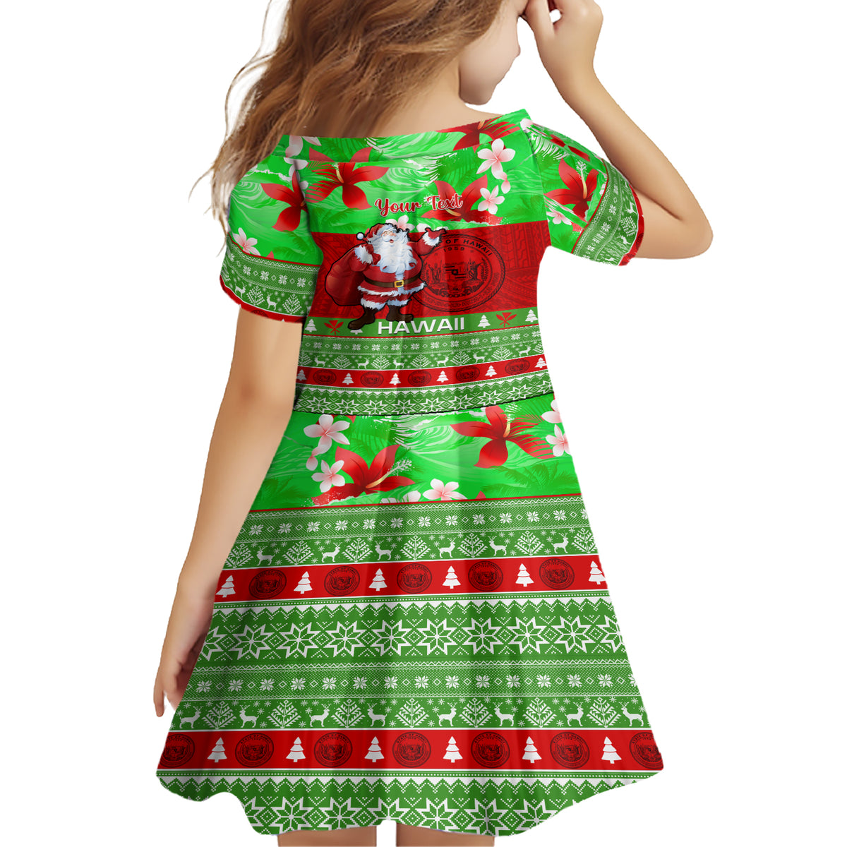 Personalised Hawaii Christmas Family Matching Short Sleeve Bodycon Dress and Hawaiian Shirt Mele Kalikimaka Hawaiian Santa Tropical Vibes LT14 - Polynesian Pride