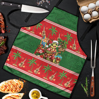 Hawaii Christmas Mele Kalikimaka Apron Aloha Turtle Santa With Ukulele LT14 Red - Polynesian Pride