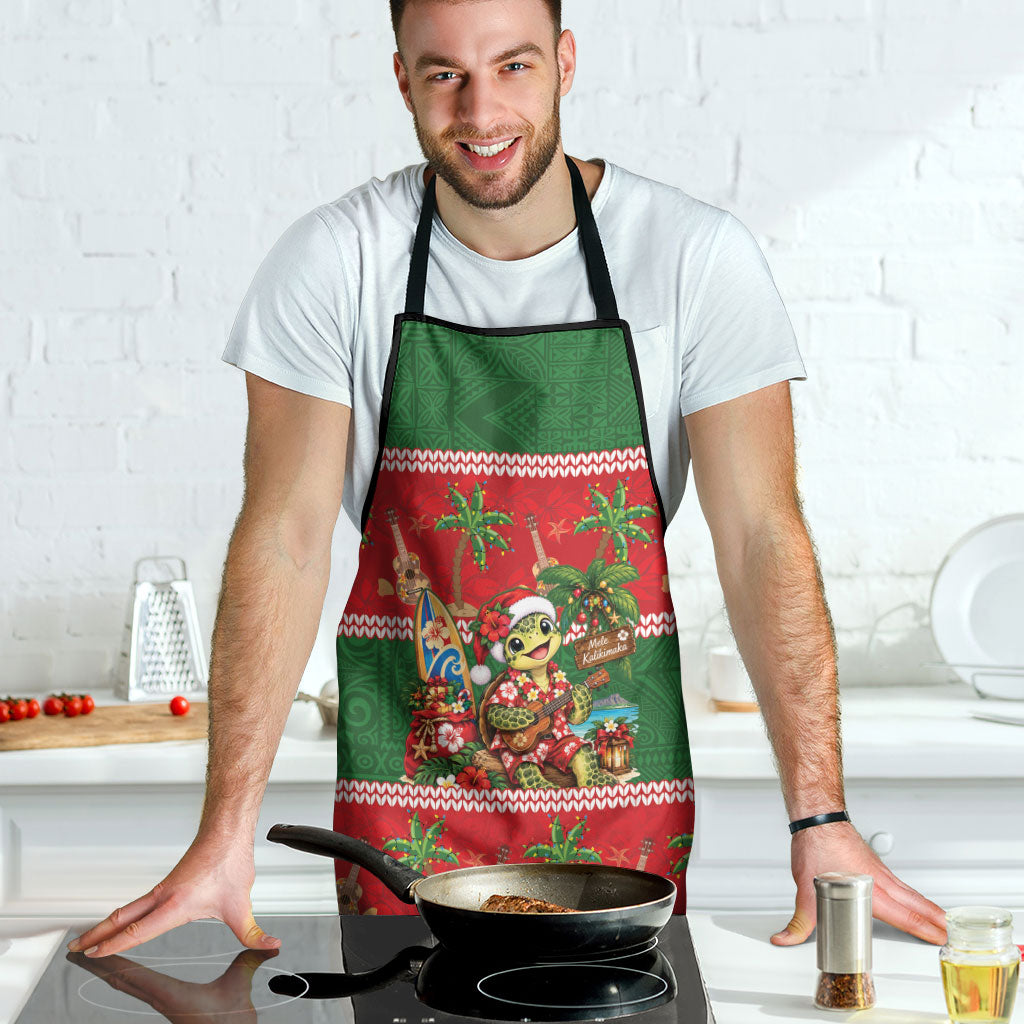 Hawaii Christmas Mele Kalikimaka Apron Aloha Turtle Santa With Ukulele LT14 - Polynesian Pride