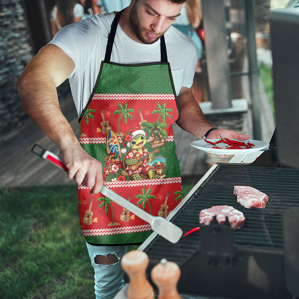 Hawaii Christmas Mele Kalikimaka Apron Aloha Turtle Santa With Ukulele LT14 - Polynesian Pride