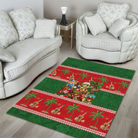 Hawaii Christmas Mele Kalikimaka Area Rug Aloha Turtle Santa With Ukulele LT14 - Polynesian Pride