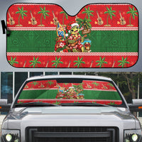 Hawaii Christmas Mele Kalikimaka Auto Sun Shade Aloha Turtle Santa With Ukulele LT14 Red - Polynesian Pride