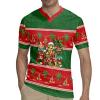 Hawaii Christmas Mele Kalikimaka Rugby Jersey Aloha Turtle Santa With Ukulele LT14 - Polynesian Pride