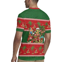Hawaii Christmas Mele Kalikimaka Rugby Jersey Aloha Turtle Santa With Ukulele LT14 - Polynesian Pride