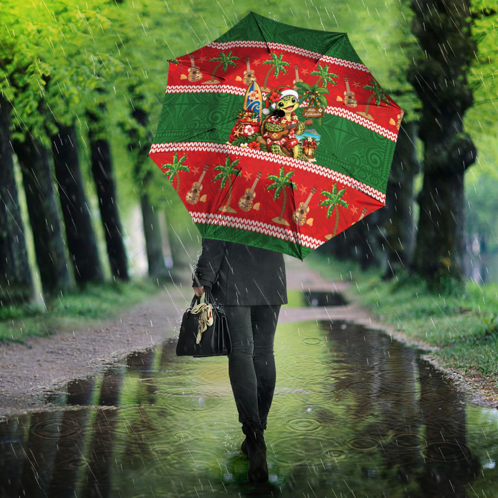 Hawaii Christmas Mele Kalikimaka Umbrella Aloha Turtle Santa With Ukulele LT14 - Polynesian Pride