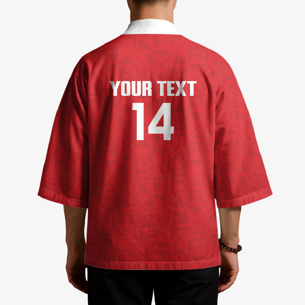 Mate Maa Tonga Rugby Custom Kimono 2026 Tongan Ngatu Pattern Red LT14 - Polynesian Pride