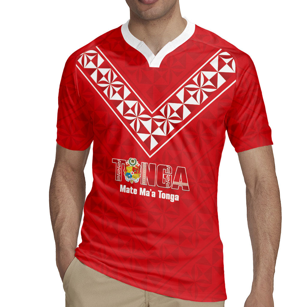 Mate Maa Tonga Rugby Custom Rugby Jersey 2026 Tongan Ngatu Pattern Red LT14 - Polynesian Pride