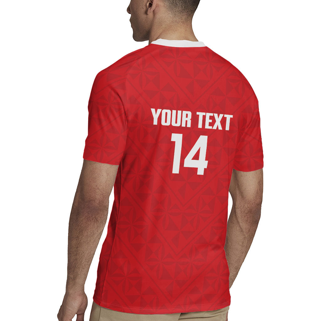 Mate Maa Tonga Rugby Custom Rugby Jersey 2026 Tongan Ngatu Pattern Red LT14 - Polynesian Pride