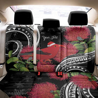 Personalized Mele Kalikimaka Hawaii Back Car Seat Cover I'iwi Bird With Ohia Lehua - Black Color LT14 - Polynesian Pride