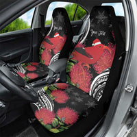 Personalized Mele Kalikimaka Hawaii Car Seat Cover I'iwi Bird With Ohia Lehua - Black Color LT14 - Polynesian Pride