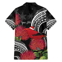 Personalized Mele Kalikimaka Hawaii Family Matching Long Sleeve Bodycon Dress and Hawaiian Shirt I'iwi Bird With Ohia Lehua - Black Color LT14 - Polynesian Pride