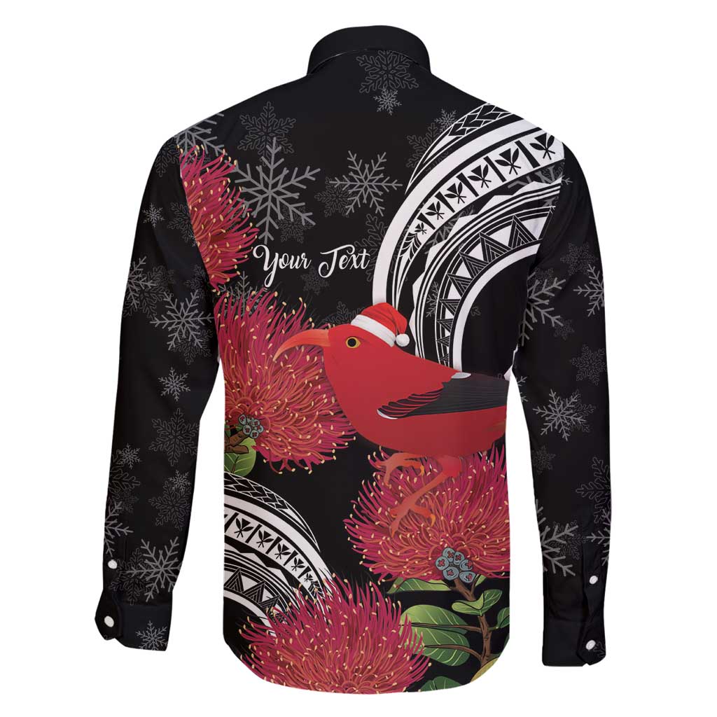 Personalized Mele Kalikimaka Hawaii Family Matching Summer Maxi Dress and Hawaiian Shirt I'iwi Bird With Ohia Lehua - Black Color LT14 - Polynesian Pride