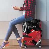 Personalized Mele Kalikimaka Hawaii Luggage Cover I'iwi Bird With Ohia Lehua - Black Color LT14 - Polynesian Pride