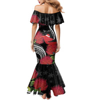 Personalized Mele Kalikimaka Hawaii Mermaid Dress I'iwi Bird With Ohia Lehua - Black Color LT14 - Polynesian Pride