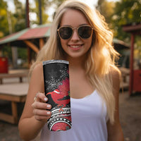 Personalized Mele Kalikimaka Hawaii Skinny Tumbler I'iwi Bird With Ohia Lehua - Black Color LT14 - Polynesian Pride
