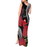 Personalized Mele Kalikimaka Hawaii Tank Maxi Dress I'iwi Bird With Ohia Lehua - Black Color LT14 - Polynesian Pride