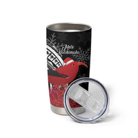Personalized Mele Kalikimaka Hawaii Tumbler Cup I'iwi Bird With Ohia Lehua - Black Color LT14 - Polynesian Pride