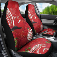 Personalized Mele Kalikimaka Hawaii Car Seat Cover I'iwi Bird With Ohia Lehua - Red Color LT14 - Polynesian Pride