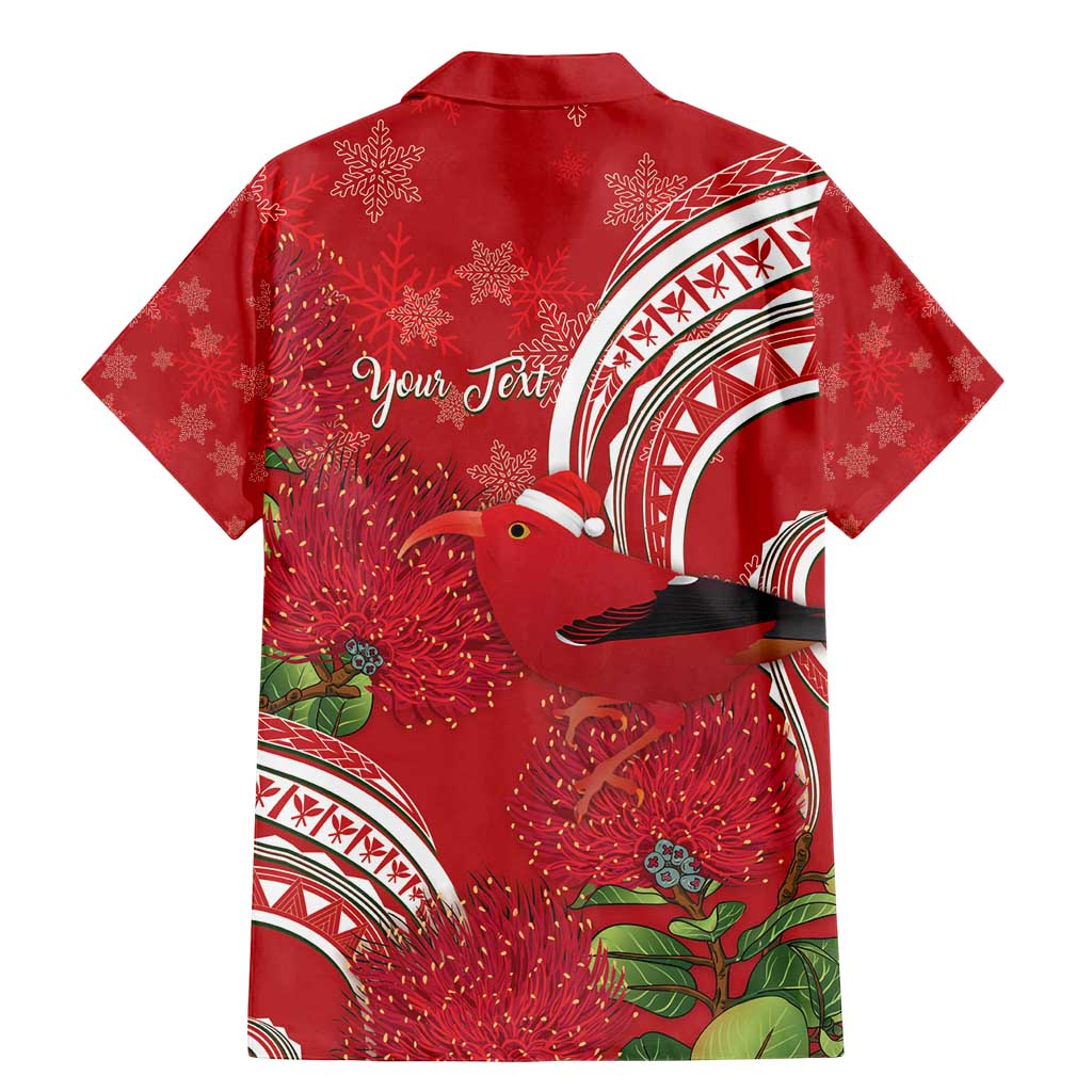 Personalized Mele Kalikimaka Hawaii Family Matching Mermaid Dress and Hawaiian Shirt I'iwi Bird With Ohia Lehua - Red Color LT14 - Polynesian Pride