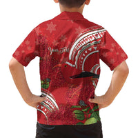 Personalized Mele Kalikimaka Hawaii Family Matching Off The Shoulder Long Sleeve Dress and Hawaiian Shirt I'iwi Bird With Ohia Lehua - Red Color LT14 - Polynesian Pride