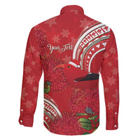 Personalized Mele Kalikimaka Hawaii Family Matching Off Shoulder Maxi Dress and Hawaiian Shirt I'iwi Bird With Ohia Lehua - Red Color LT14 - Polynesian Pride