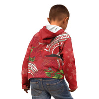 Personalized Mele Kalikimaka Hawaii Kid Hoodie I'iwi Bird With Ohia Lehua - Red Color LT14 - Polynesian Pride