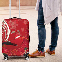 Personalized Mele Kalikimaka Hawaii Luggage Cover I'iwi Bird With Ohia Lehua - Red Color LT14 Red - Polynesian Pride