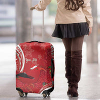Personalized Mele Kalikimaka Hawaii Luggage Cover I'iwi Bird With Ohia Lehua - Red Color LT14 - Polynesian Pride