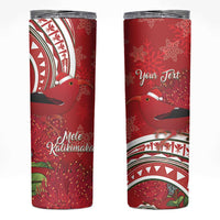 Personalized Mele Kalikimaka Hawaii Skinny Tumbler I'iwi Bird With Ohia Lehua - Red Color LT14 Red - Polynesian Pride