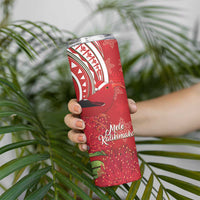Personalized Mele Kalikimaka Hawaii Skinny Tumbler I'iwi Bird With Ohia Lehua - Red Color LT14 - Polynesian Pride