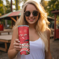 Personalized Mele Kalikimaka Hawaii Skinny Tumbler I'iwi Bird With Ohia Lehua - Red Color LT14 - Polynesian Pride