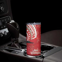 Personalized Mele Kalikimaka Hawaii Skinny Tumbler I'iwi Bird With Ohia Lehua - Red Color LT14 - Polynesian Pride