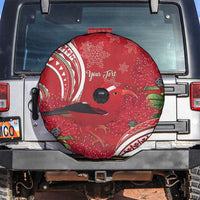 Personalized Mele Kalikimaka Hawaii Spare Tire Cover I'iwi Bird With Ohia Lehua - Red Color LT14 Red - Polynesian Pride