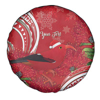 Personalized Mele Kalikimaka Hawaii Spare Tire Cover I'iwi Bird With Ohia Lehua - Red Color LT14 - Polynesian Pride
