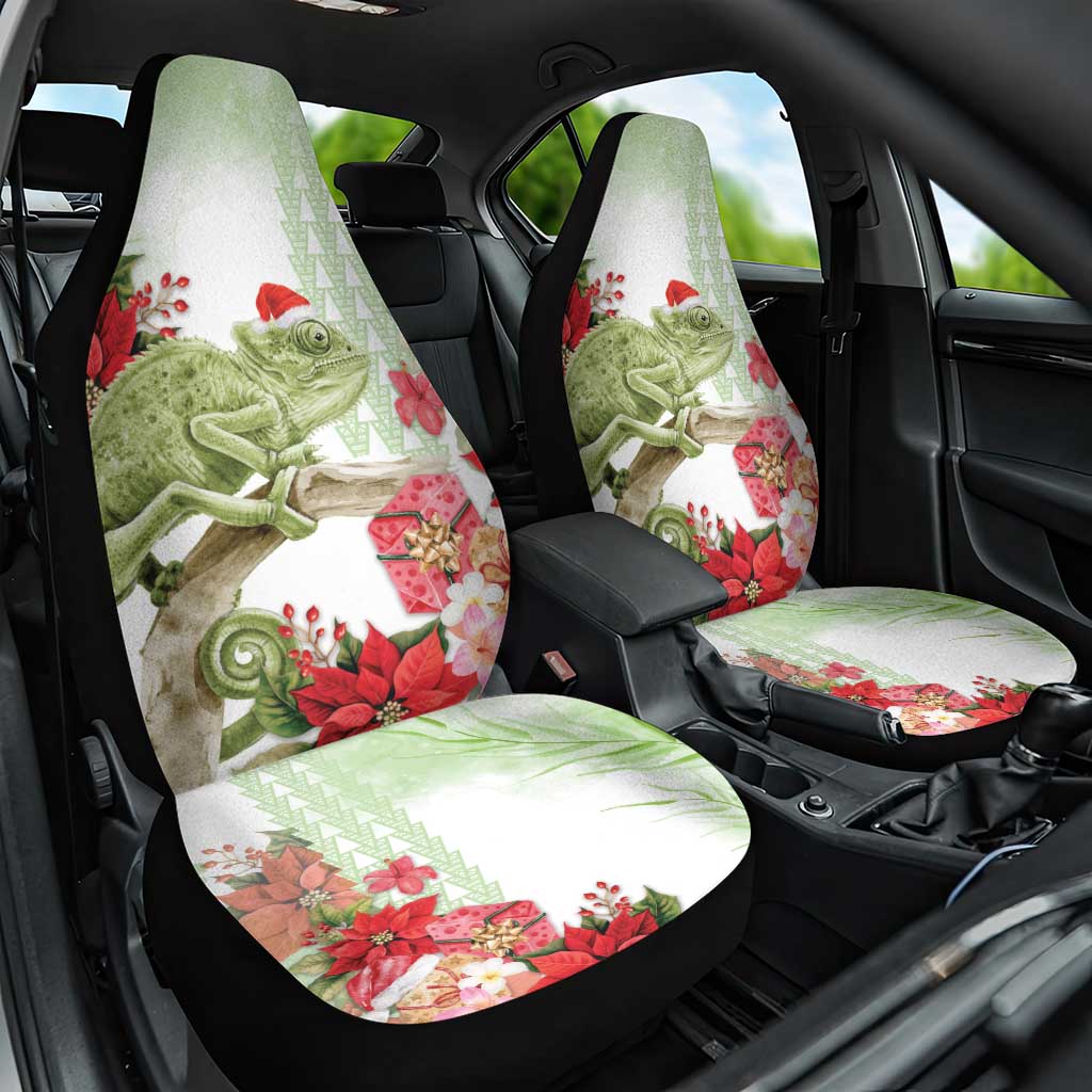 Pastel Green Hawaii Chameleon Christmas Car Seat Cover Mele Kalikimaka Kakau - Watercolor LT14 One Size Green - Polynesian Pride