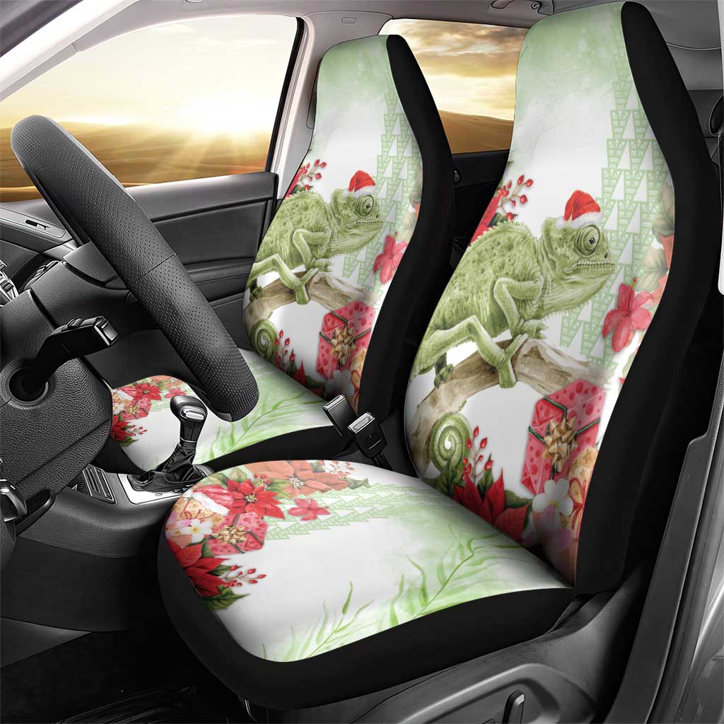Pastel Green Hawaii Chameleon Christmas Car Seat Cover Mele Kalikimaka Kakau - Watercolor LT14 - Polynesian Pride