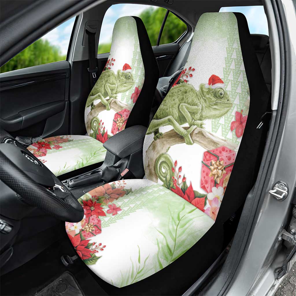 Pastel Green Hawaii Chameleon Christmas Car Seat Cover Mele Kalikimaka Kakau - Watercolor LT14 - Polynesian Pride