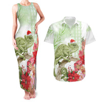 Pastel Green Hawaii Chameleon Christmas Couples Matching Tank Maxi Dress and Hawaiian Shirt Mele Kalikimaka Kakau - Watercolor LT14 Green - Polynesian Pride