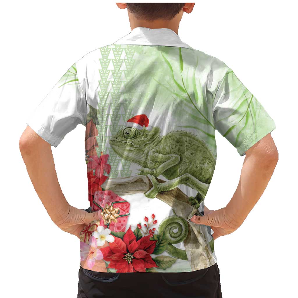 Pastel Green Hawaii Chameleon Christmas Family Matching Mermaid Dress and Hawaiian Shirt Mele Kalikimaka Kakau - Watercolor LT14 - Polynesian Pride