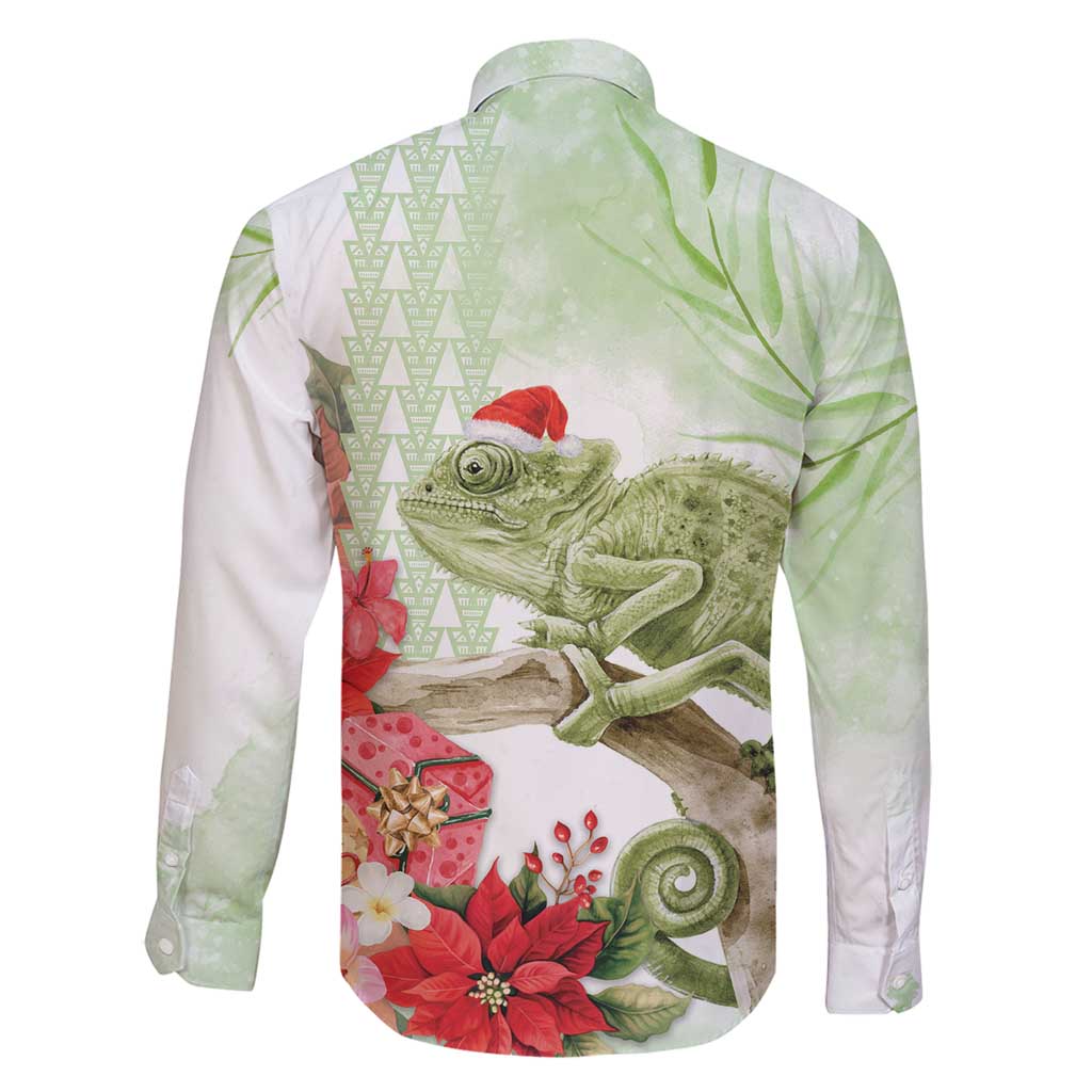 Pastel Green Hawaii Chameleon Christmas Family Matching Puletasi and Hawaiian Shirt Mele Kalikimaka Kakau - Watercolor LT14 - Polynesian Pride