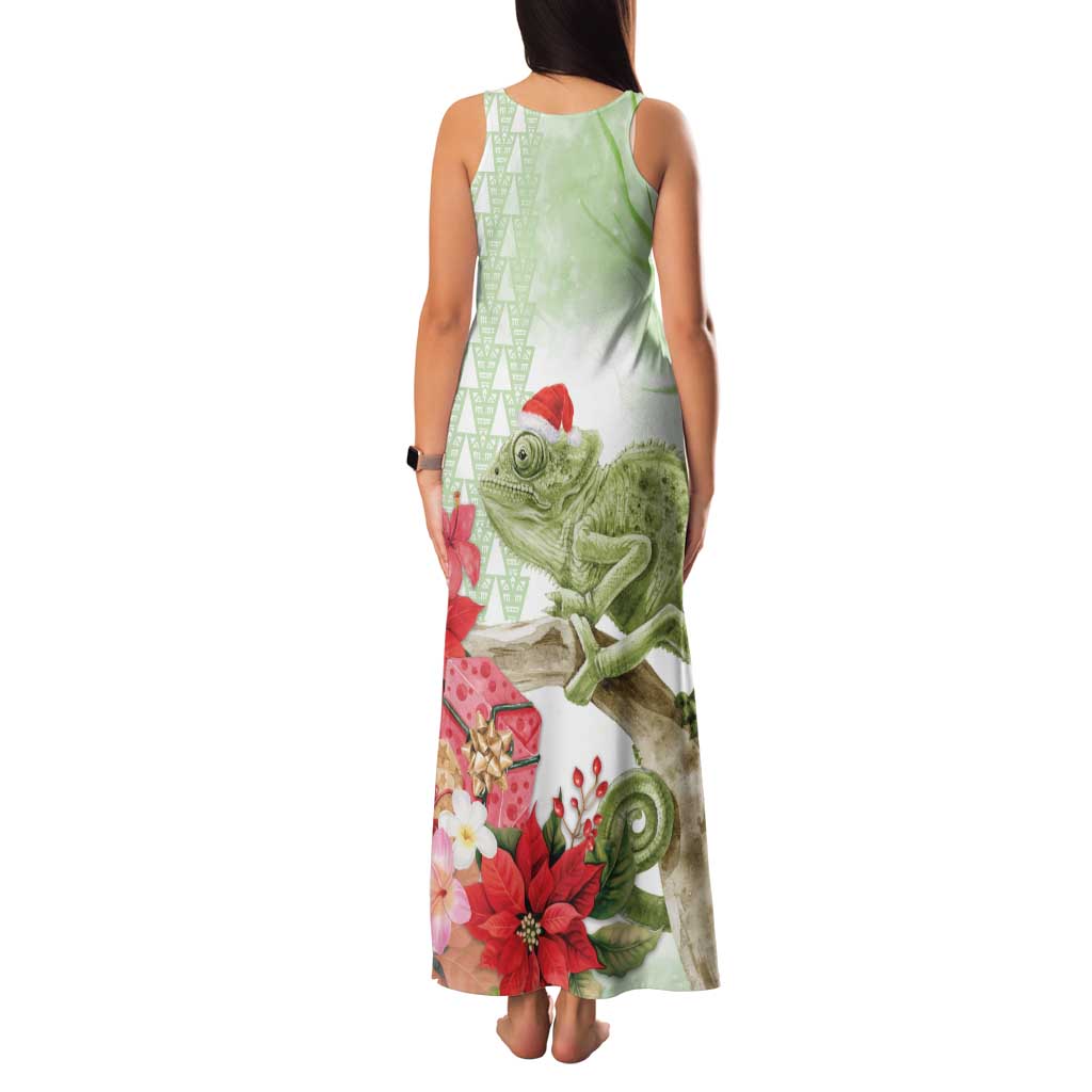 Pastel Green Hawaii Chameleon Christmas Family Matching Tank Maxi Dress and Hawaiian Shirt Mele Kalikimaka Kakau - Watercolor LT14 - Polynesian Pride