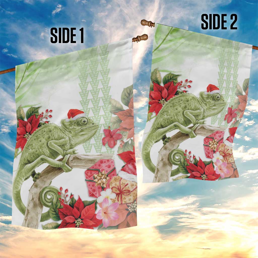 Pastel Green Hawaii Chameleon Christmas Garden Flag Mele Kalikimaka Kakau - Watercolor LT14 - Polynesian Pride