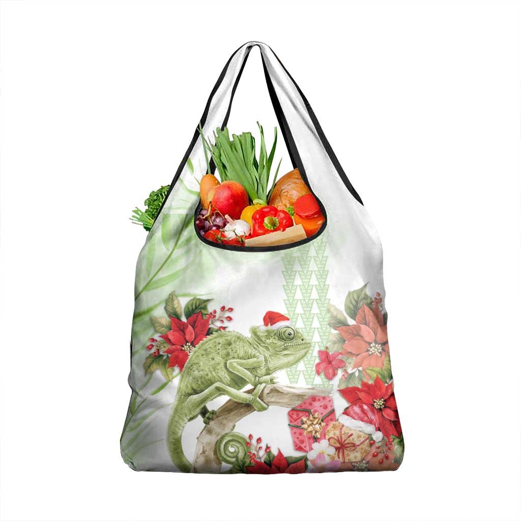Pastel Green Hawaii Chameleon Christmas Grocery Bag Mele Kalikimaka Kakau - Watercolor LT14 1-pack One Size Green - Polynesian Pride