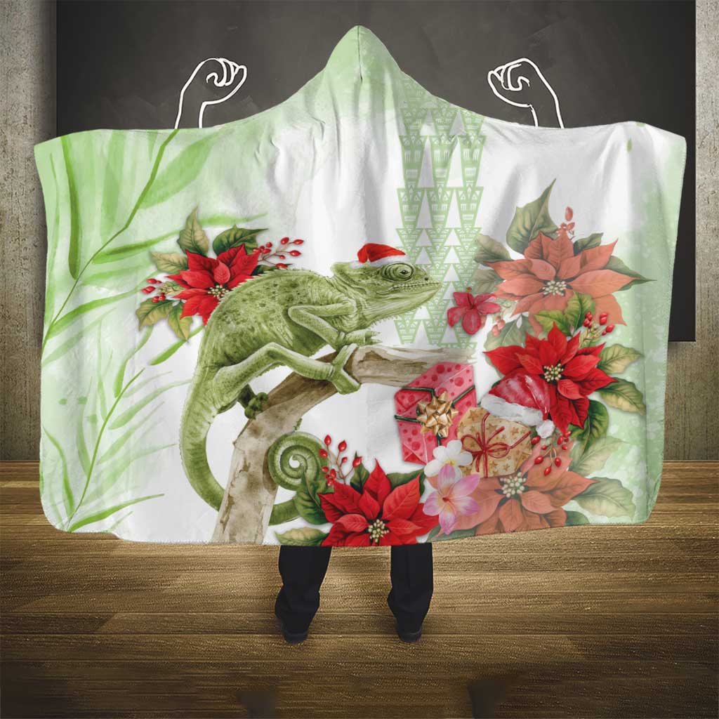 Pastel Green Hawaii Chameleon Christmas Hooded Blanket Mele Kalikimaka Kakau - Watercolor LT14 - Polynesian Pride