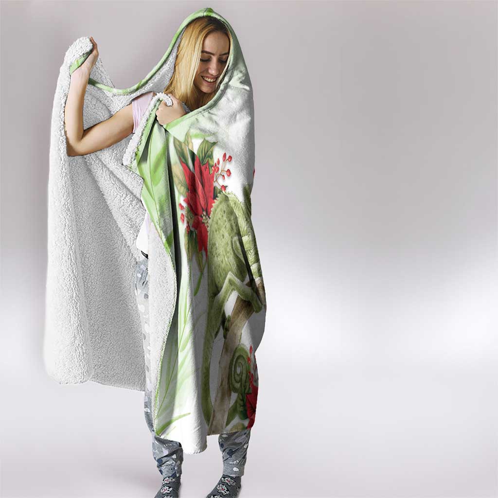 Pastel Green Hawaii Chameleon Christmas Hooded Blanket Mele Kalikimaka Kakau - Watercolor LT14 - Polynesian Pride