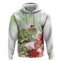Pastel Green Hawaii Chameleon Christmas Hoodie Mele Kalikimaka Kakau - Watercolor LT14 Pullover Hoodie Green - Polynesian Pride