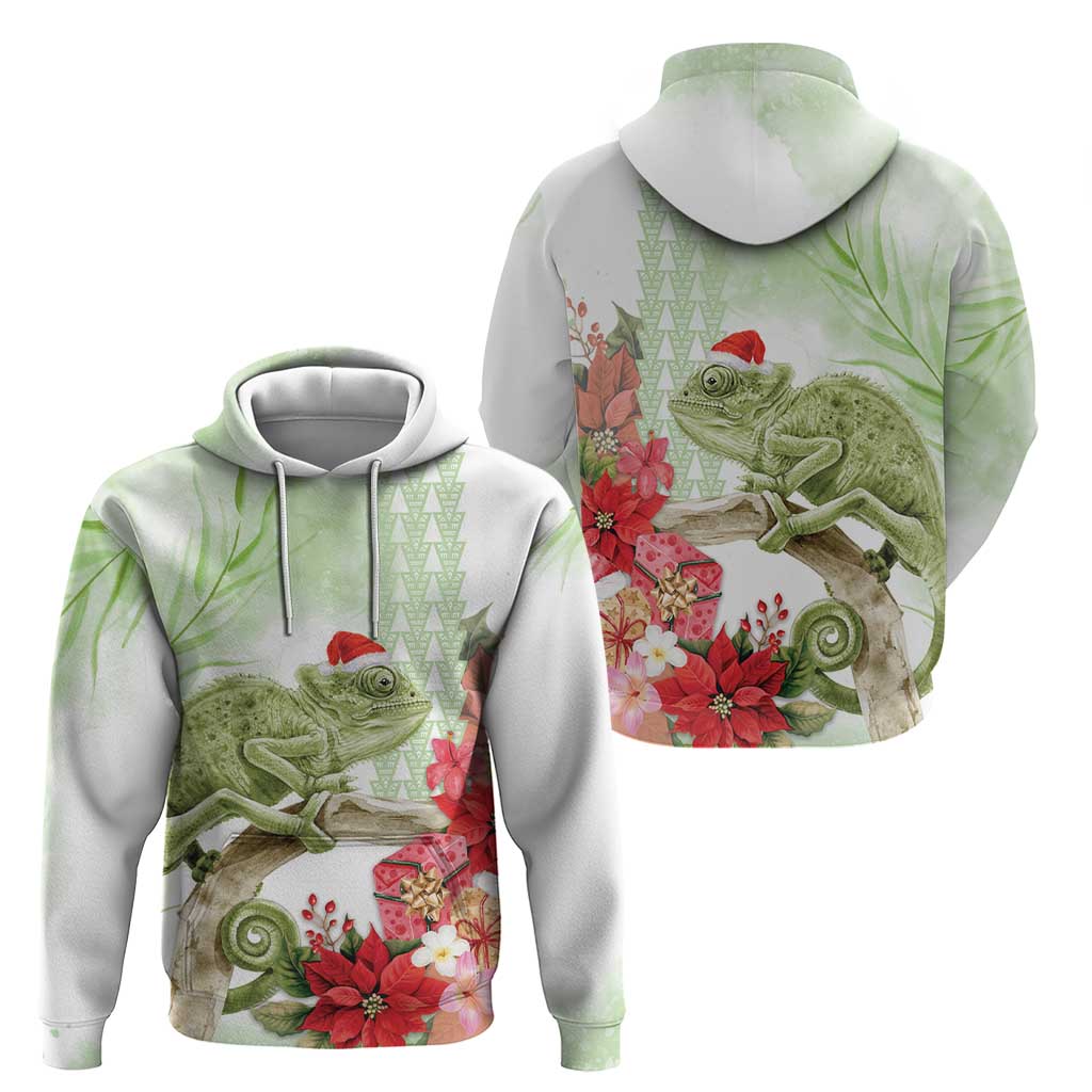Pastel Green Hawaii Chameleon Christmas Hoodie Mele Kalikimaka Kakau - Watercolor LT14 - Polynesian Pride